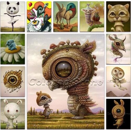 New 5D Full Square Diamond painting embroidery Cross stitch Panda bird cat elephant leopard owl giraffe 3D DIY Round mosaic 056
