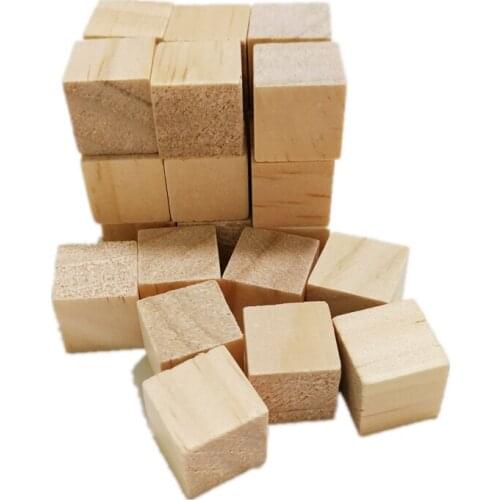 50pcs Unfinished Wooden Cubes Natural Wood Blocks Cubes DIY Crafts Wood Blocks Basswood Carving Painting for Arts & Crafts Decor