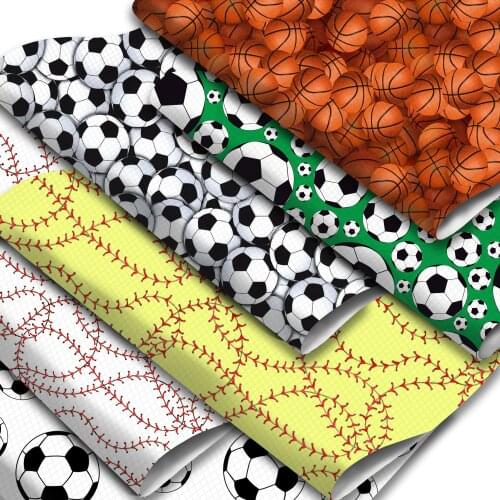 Sports Series Faux Leather Sheets Football Baseball Basketball Printed Synthetic Leather Fabric Roll for DIY Earrings Hair Bows