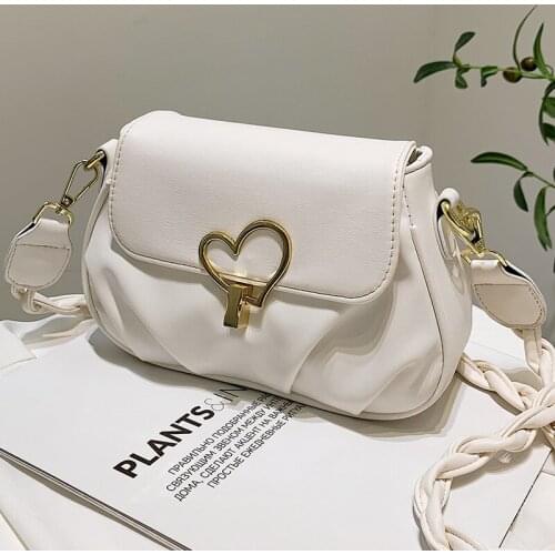 Small Leather Square Shoulder Bags for Women Solid Color Flap Crossbody Bags Ladys Simple Pleated Messenger Bag Elegant Handbags