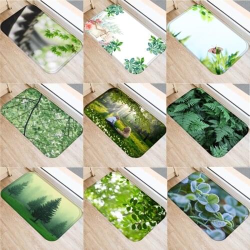 Leaves Doormat Kitchen Carpet Anti-Slip Nordic Style Plant Forest Bottom Bathroom Floor Dustproof Mats