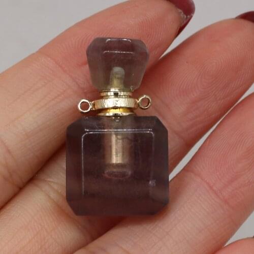 Natural Stone Perfume Bottle Pendant Exquisite Section Square Fluorite For Jewelry Making Charms DIY Necklace Accessory