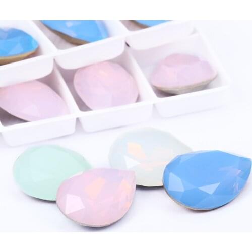 Fancy Light Color Opal Series Tear Drop K9 Glass Loose Rhinestones Piontback Strass Crystal Glue on Clothes Jewelry Accessories