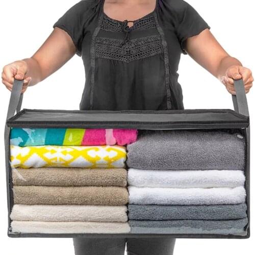 Non-woven Foldable Storage Box Portable Clothes Organizer Tidy Suitcase Home Storage Box Quilt Storage Container Bag