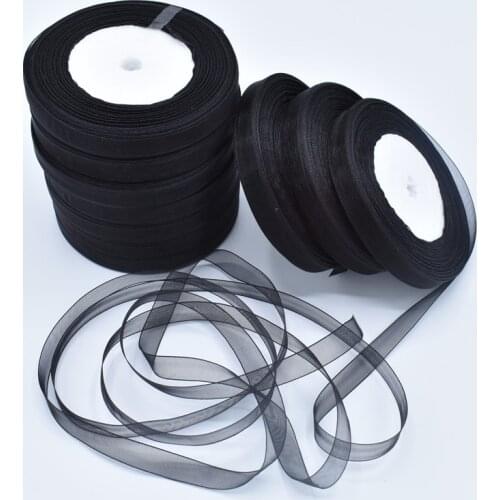 New 50Yeads/Lot Organza Ribbon 10mm Apparel Sewing Tape Accessory Chiffon Fabric Ribbons Gift Wrapping Wedding Scrapbooking Roll