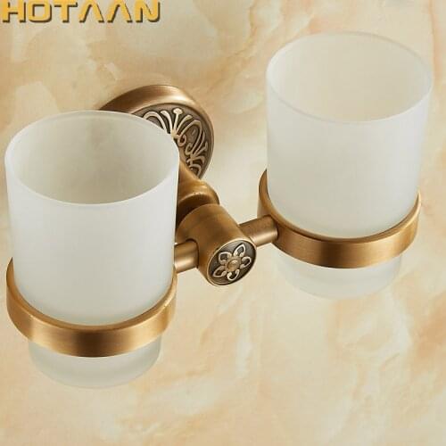 New Arrival Aluminium double Tumbler Holder Cup & Tumbler Holders Toothbrush Holder Bathroom Accessories Banheiro YT-14208