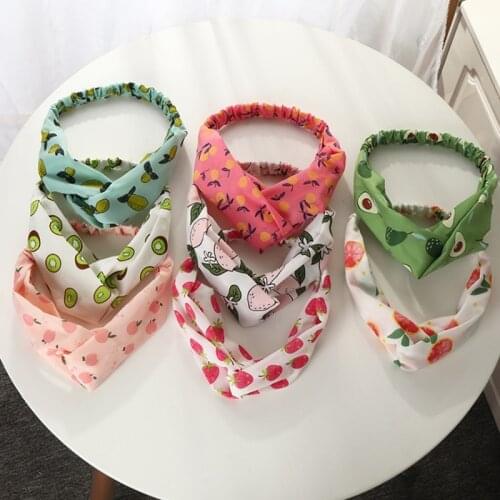 Free Bohemia Style Headbands Women Fruit Print Elastic Hair Bands Soft Imitated Silk Turban Bandanas Girls Hair Accessories HOT