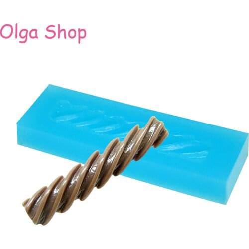 QYL074 Chocolate Twisted Bar Silicone Mold Flexible Mold - Miniature Food, Sweets, Jewelry, Charms (Clay, Resins, Fondant)