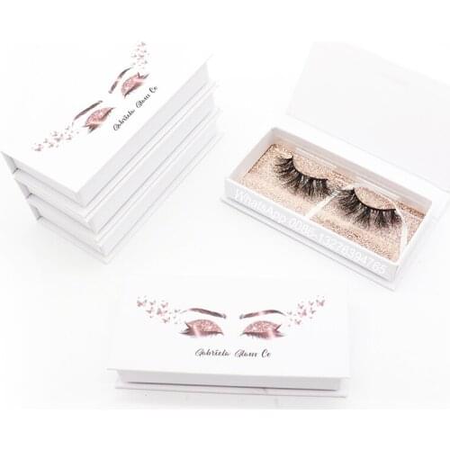Rose Gold Glitter White Eyelash Packaging Custom Lashbox With Logo Natural False Eyelashes Mink Eye Lash Wholesale Vendor