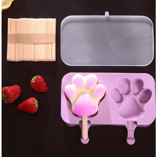 Cat Claw Silicone Ice Cream Mold DIY Homemade Ice Cream Mold Summer Cute Popsicle Mould With Lid Stick Ice Creams Making Molds