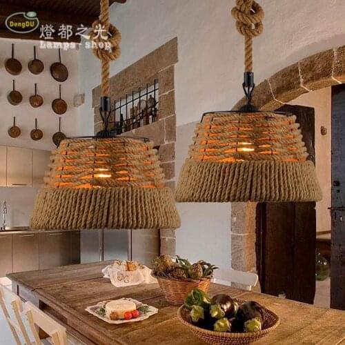 The Nordic LOFT American country retro hand woven rope chandelier bar Coffee hall chandelier project