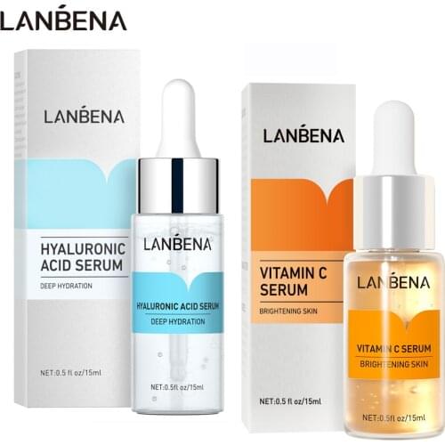 LANBENA Hyaluronic Acid+Vitamin C Serum Blackhead Removing Moisturizing Acne Treatment Repair Whitening Anti-Aging Winkles 15ml