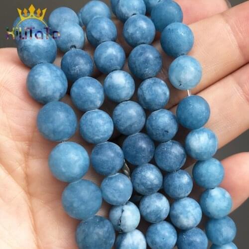 Natural Jades Stone Beads Dark Blue Matte Round Loose Spacer Beads For Jewelry Making DIY Bracelets Necklace 15'' 6mm/8mm/10mm