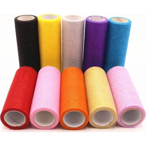 Tulle with Glitter 6" 10yards Tulle Roll Spool Gold Sliver Color for Wedding Party Baby Show Home Decoration New Year Xmas