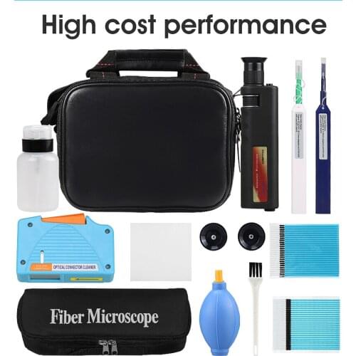 Fiber Optic Cleaning Kit/Fiber Optic FTTH Tool Kit FTTX Network Testing Tool with Fiber Inspection Microscope