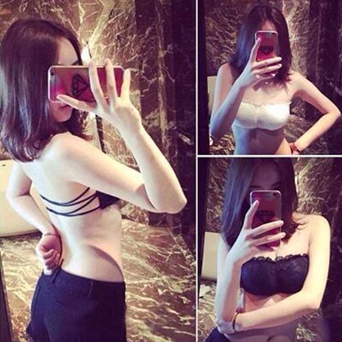 Women Sexy Cut Out Strapless Tube Top Padded Cross Back Lace Crop Bra Top