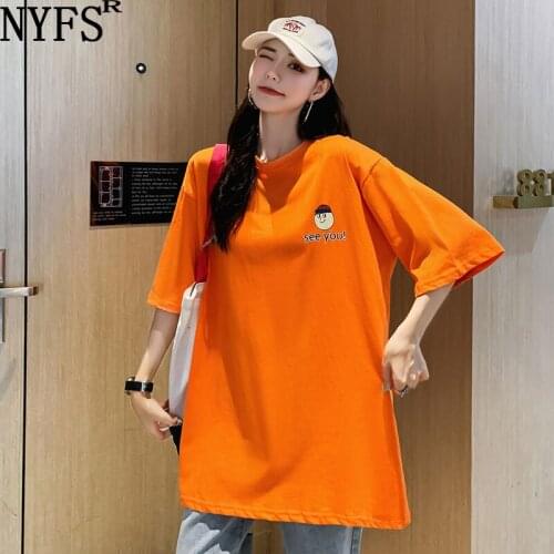 NYFS 2021 Korean New Summer Kimono Woman T shirt Pure Cotton Cartoon Print Pattern Women Tops Loose Blusas Camisa Mujer