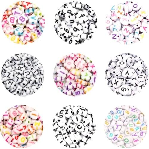 100-200 Pcs 7-12mm Mixed Multicolor Letter Acrylic Bead For Jewelry Making DIY Loose Bead Bracelet Necklace Handcraft Finding