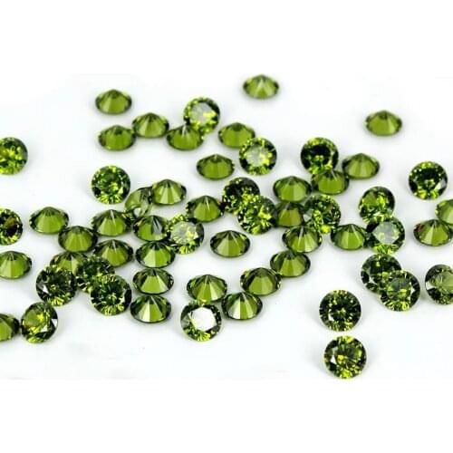 11 Sizes Avaiable Olive 4-18mm Brilliant Cubic Zirconia Stones Round Pointback Rhinestones Cubic Zirconia Beads DIY Decorations