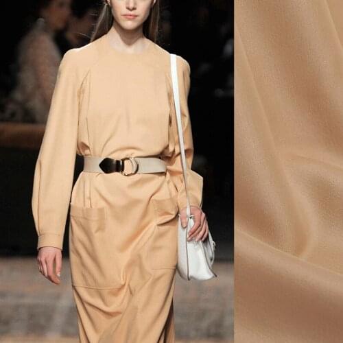 114CM Wide 30MM Solid Color Light Coffee Color Silk Wool Fabric for Autumn Spring and Winter Dress Coat Jacket Pants J063