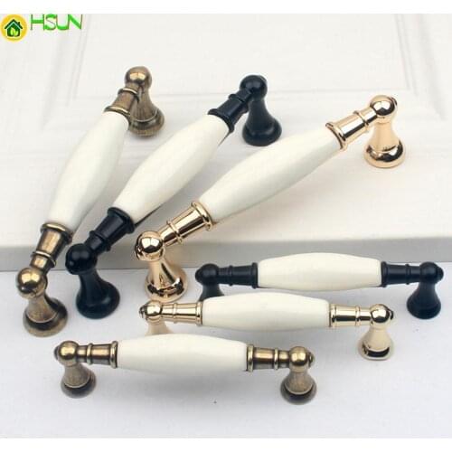 3.75'' 5''ceramic Drawer Pull Handles Dresser Pulls Gold Antique Bronze Black White Kitchen Cabinet Decorative Hardware