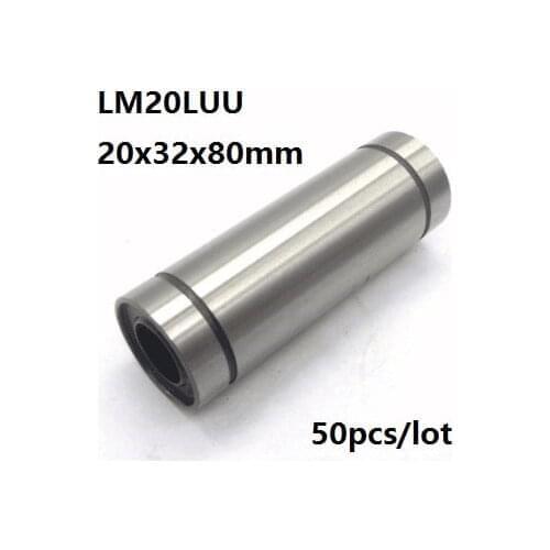 50pcs/lot LM20LUU 20x32x80mm Long linear ball bearing Bushing for 3D printer CNC router parts 20*32*80mm