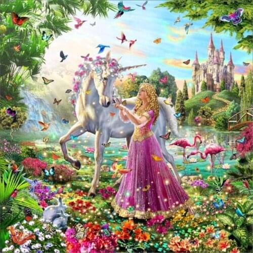 5d Diamond Embroidery Scenery Girl Horse Diamond Painting Cross Stitch 3D Square/Round Diamond Mosaic Decoration Needlework Gift