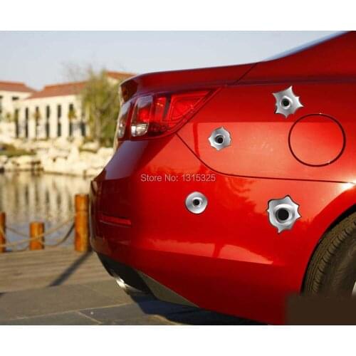 Aliauto 12 x Simulation Gun Bullet Hole Funny Car Stickers and Decal for Toyota Ford Chevrolet golf VW Honda Hyundai Kia Lada