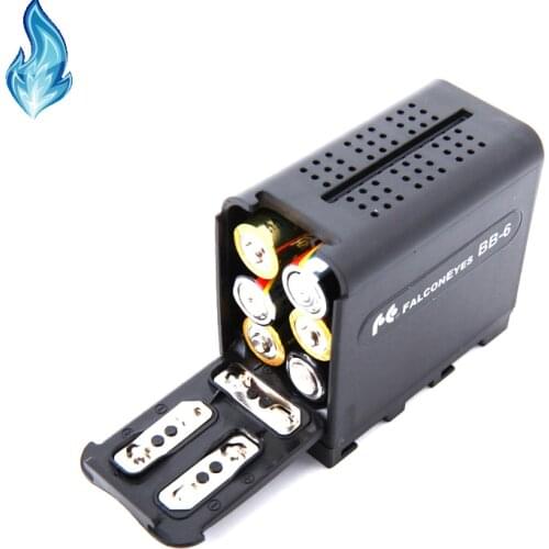 BB-6 Falcon Eyes 6 Pcs AA Battery Container Case Replace NP-F970 NP F970 NPF970 Fit LED VIDEO LIGHT Lamp Monitor Panel