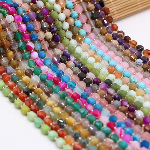 Natural Persian Gulf Agate Strawberry Quartz Beaded Olive Shape Faceted energy column Beads For DIY Jewelry Making Bracelet 6mm