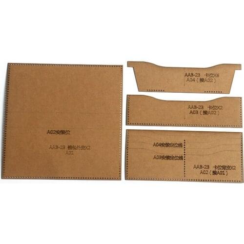 DIY leather handmade crafts ladies mens long wallet hard kraft paper template wallet sewing pattern 11.5x8.5cm