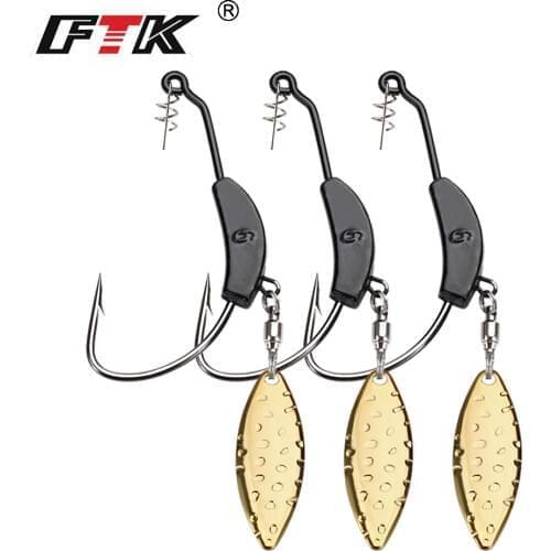FTK 1PC Offset Fishing Hooks Fishing Soft Worm Hooks 2g-9g Fishhooks Soft Lure Hooks Bait Tackle