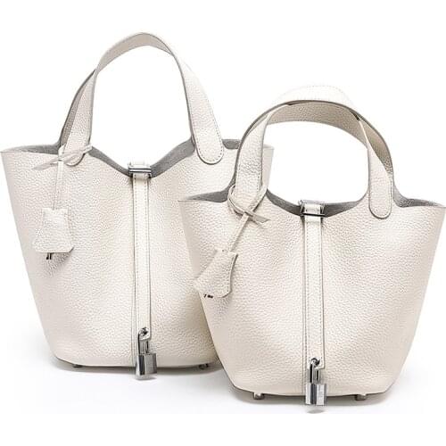 100% Genuine Leather Classic Bucket Bag For Women Luxury Brand Handbags High Quality Women Handbags Designer Ladies Totes Bolsa
