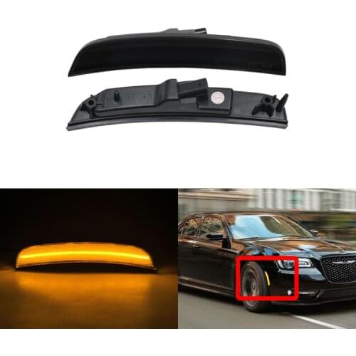 2x Smoked Led Side Marker Lights For Chrysler 300 2015-2019 Front Amber Auto Turn Signal Lamp
