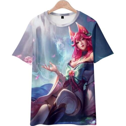 LOL Ahri Spirit Blossom Ahri Cosplay Costume League Of Legends Ahri 3d Print Cool T Shirts Men Tshirts Costumes For Women CS403