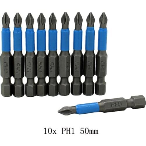 6Pcs 50mm PH2 Cross Bit Drill Head Screwdriver Bits Hand Tools Anti Slip Electric Hex Shank Magnetic Screwdriver Drill Bit