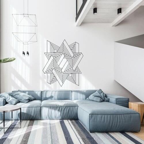 Mural Triangular Optical Illusion Geometrical Wall Decal Geometric Sticker Home Livingroom And Hotel Decoration A002315