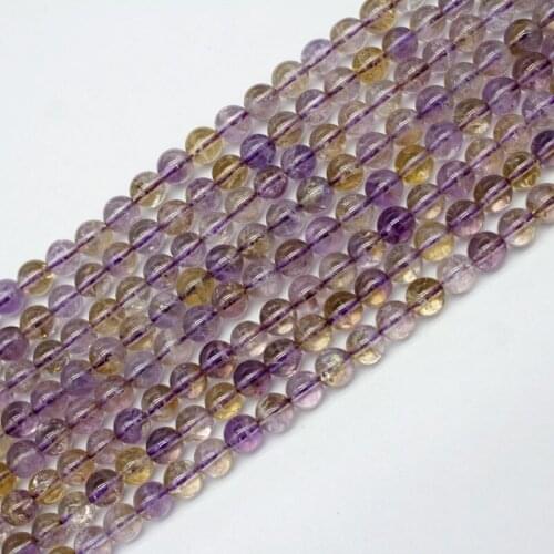 Natural Ametrinee Yellow Purple Crystal Stone Beads 6mm 7mm 8mm For Jewelry Making DIY Bracelet Necklace