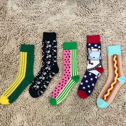 5 Pairs New Plus Spring Winter High Quality Cute Funny Male Long Socks With Inscriptions Print Gifts For Men Clothing Hot