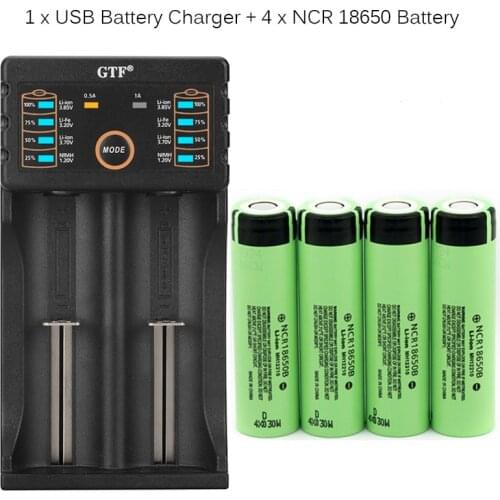 GTF 100% Original 3.7V 3400mAh 18650 battery rechargeable battery with GF208 Battery charger for 26650 14500 18340 18650 Battery