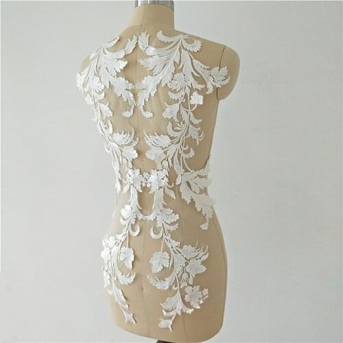 New High-grade Cotton Thread Super Soft Mesh Embroidery Leaves Vine Wedding Dress Childrens Clothing DIY Materials Patches