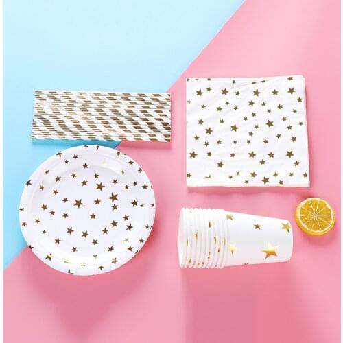 New Star Bronzing Party tableware celebration disposable tableware paper plate Childrens birthday party supplies decorations