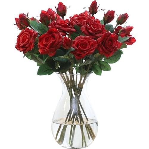 NEW Beautiful Big Rose Branch Artificial Silk Flowers Home Wedding Decoration Retro Autumn Large Roses White Fake Flowers Decor