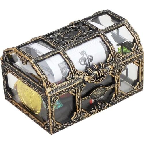 Transparent Pirate Plastic Treasure Box Crystal Gem Jewelry Box Storage Organizer Chest Box Treasure For Jewelry Gem Trinket Box