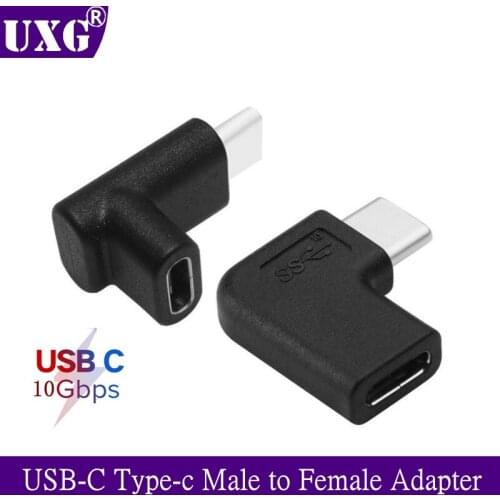 90 Degree Right Angle 10Gbps USB 3.1 Type C Male to Female USB-C Converter Adapter for Smart Phone for Samsung S9 S8 Note 9