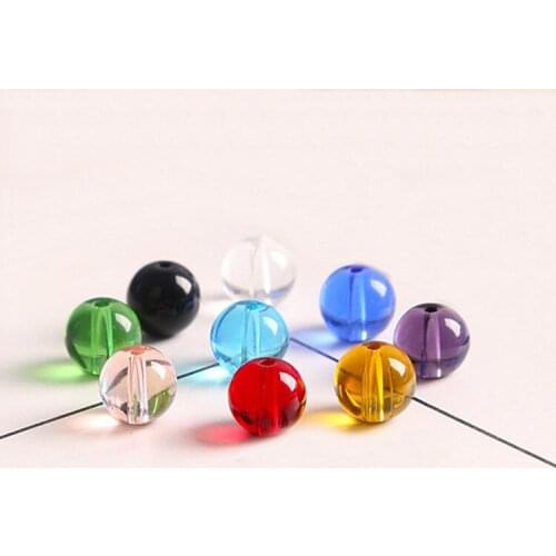 SEA MEW 6mm 8mm Round Glass Beads Crystal Beads Connectors DIY Accessories For Jewelry Making