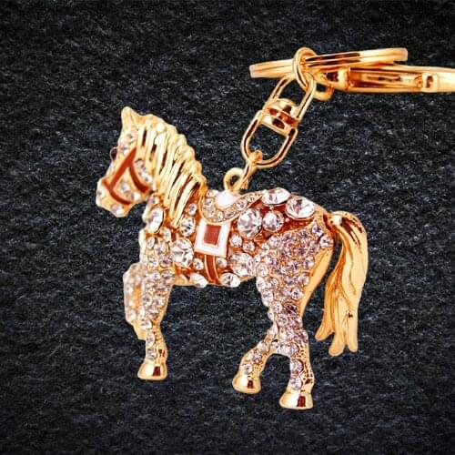 Rhinestone-Crystal Lovely Horse Keychain Keyring For Car Handbag Chram Key Holder Wholesale