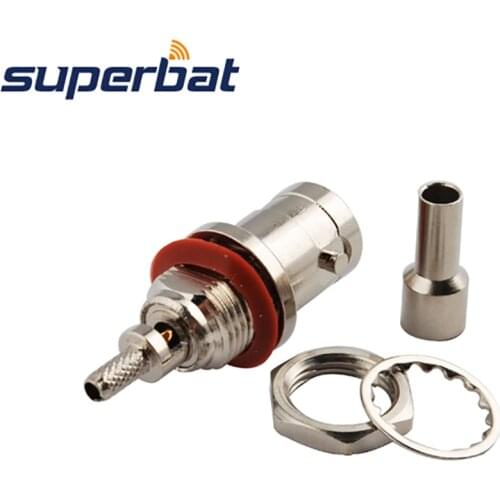Superbat 10pcs 75ohm BNC Crimp Jack Bulkhead O-ring RF Coaxial Connector for Cable RG179,RG174,RG316,LMR100