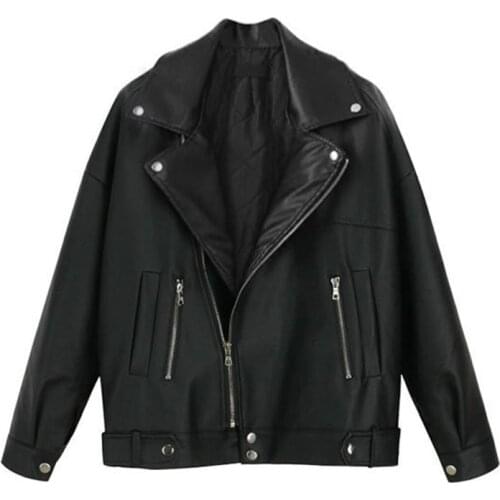 Leather Jacket Women 2021 New Spring And Autumn Jacket Womens Clothing Loose Wild Womens Motorcycle Leather Coat