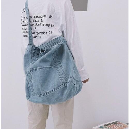 Women Denim Bags Handbag Large Capacity Shoulder Shopping Bags School Bags For Girls Casual Tote Wild Art Handbags Messenger Bag